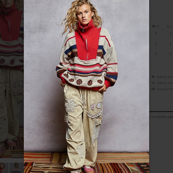 POL “ Laynee 3 “ POL Chenille Sweater with Outseam Edge and Patch Detail 42 - Picture 6 of 6